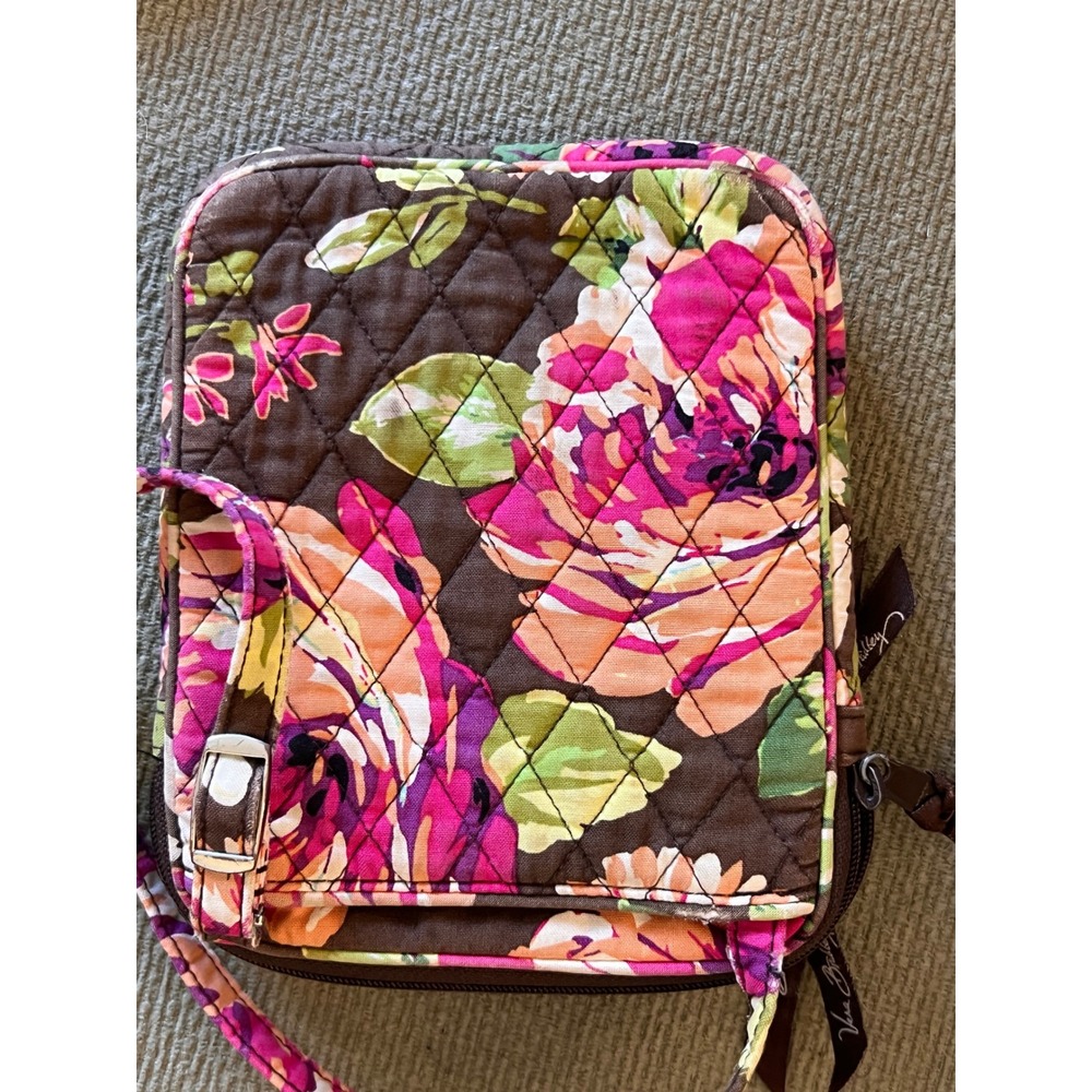 Vera Bradley Crossbody Bag Women One Size Brown Floral Quilted Cotton Boho Purse - Picture 6 of 11